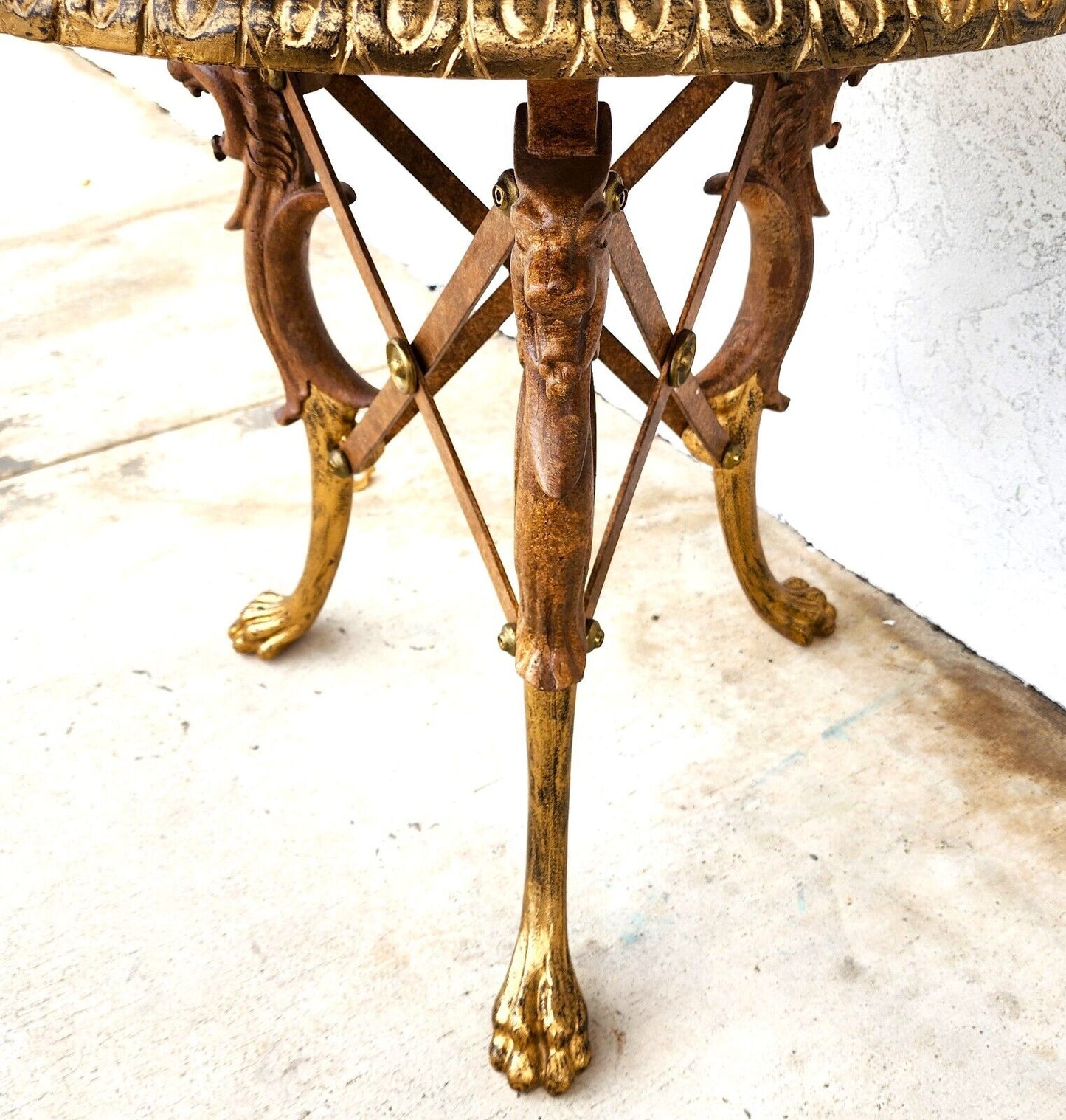 Gueridon Table Patinated and Gilt-Bronze with Marble Top