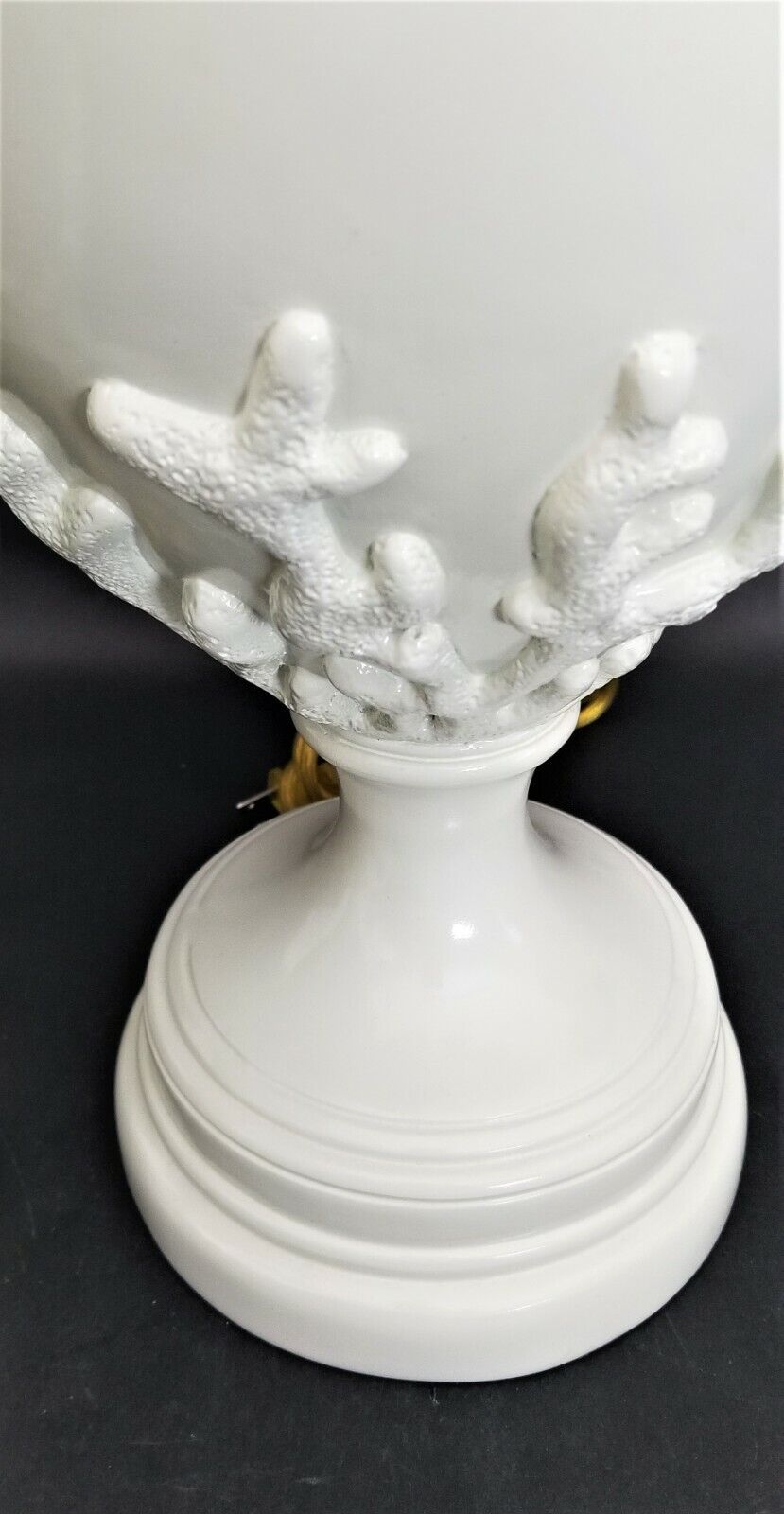 (2) Gorgeous Designer Coastal Table Lamps w/Embossed Coral and Coral Finials