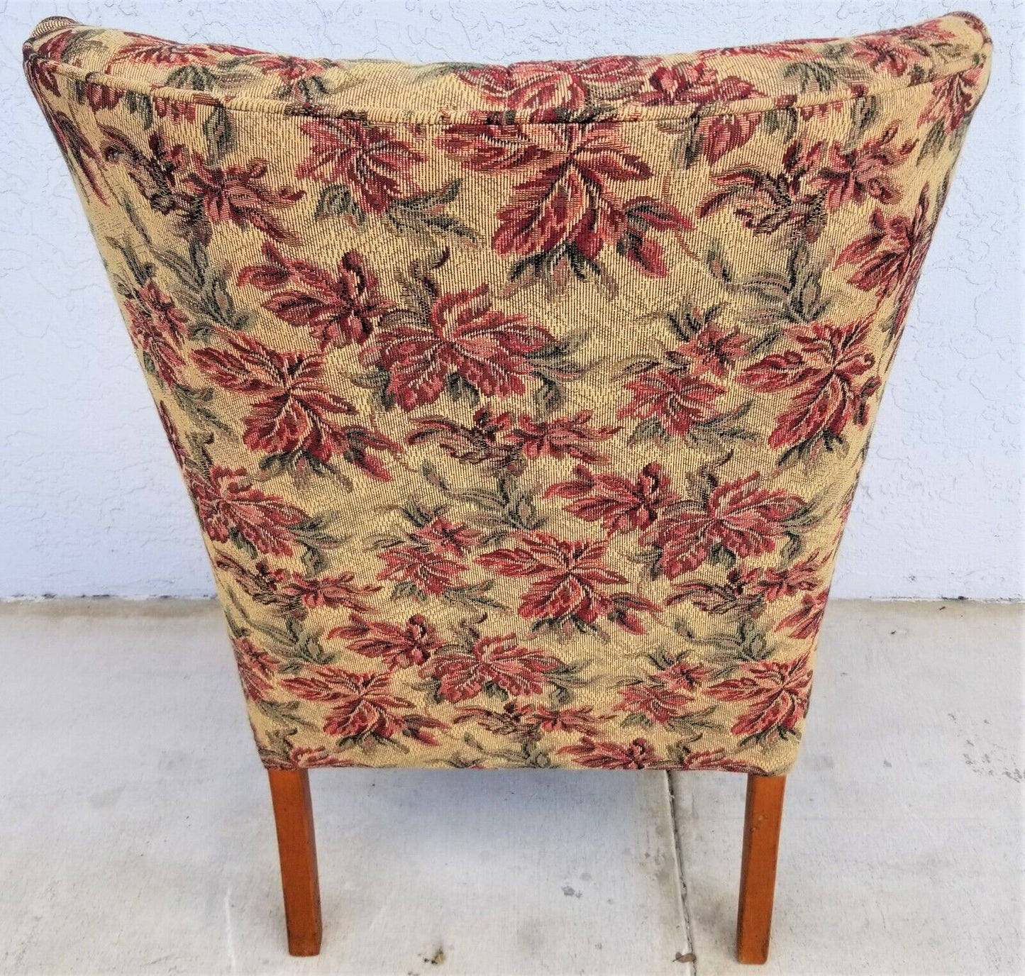 Vintage French Cabriole Tufted Slipper Chair w Tapestry Style Floral Upholstery
