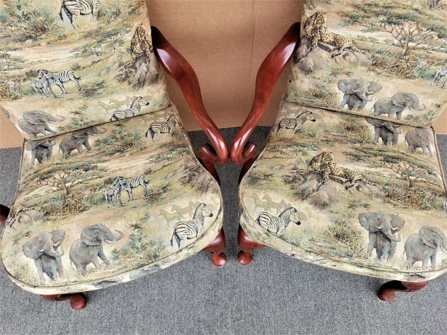 Pair of African Safari Style Accent Dining Armchairs by BEST CHAIR COMPANY