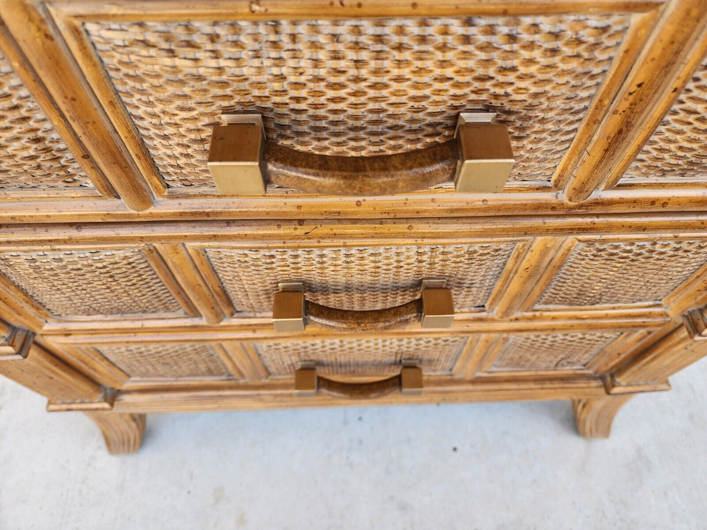 Boho Bamboo Wicker Nightstand Chest by Lexington