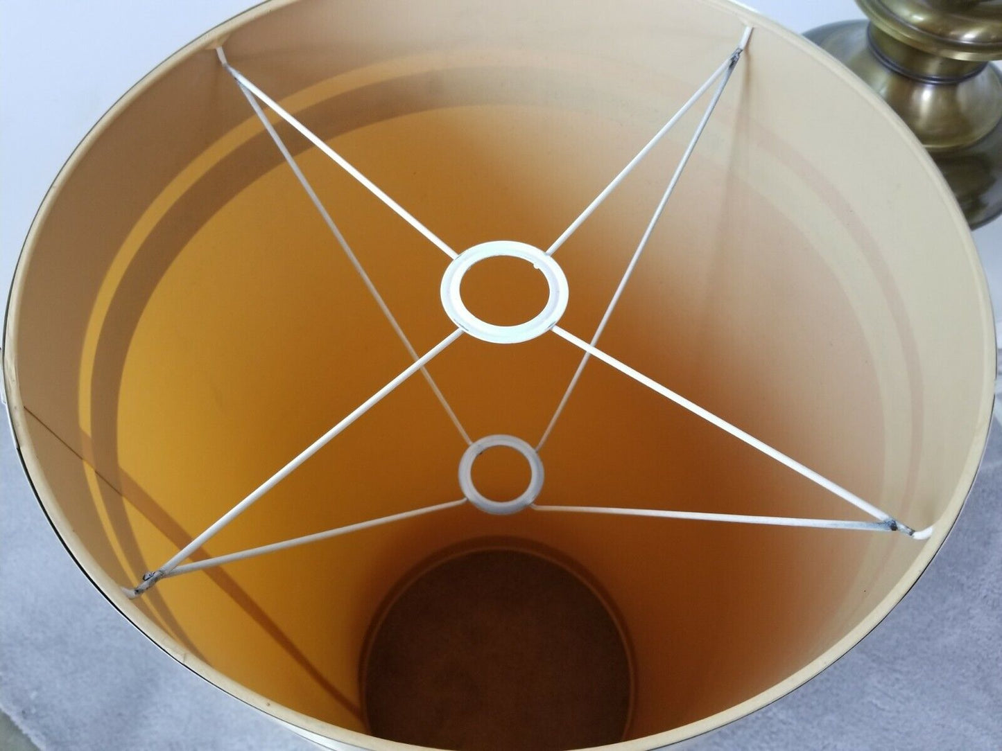 Huge 61" Vintage MCM Floor Lamp w Brass Wrapped Shade Mid Century Modern