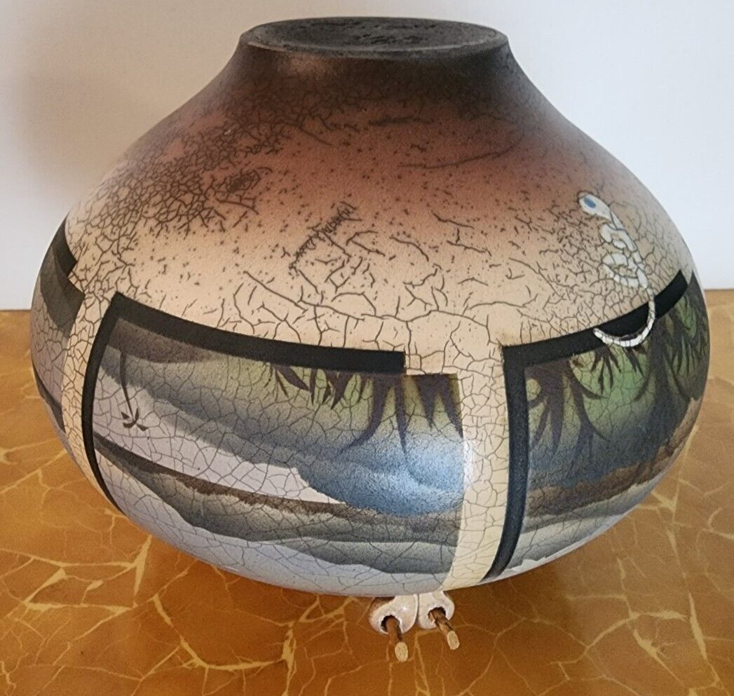 KEN JENSEN Pottery 1980 Raku Vase Vessel Signed