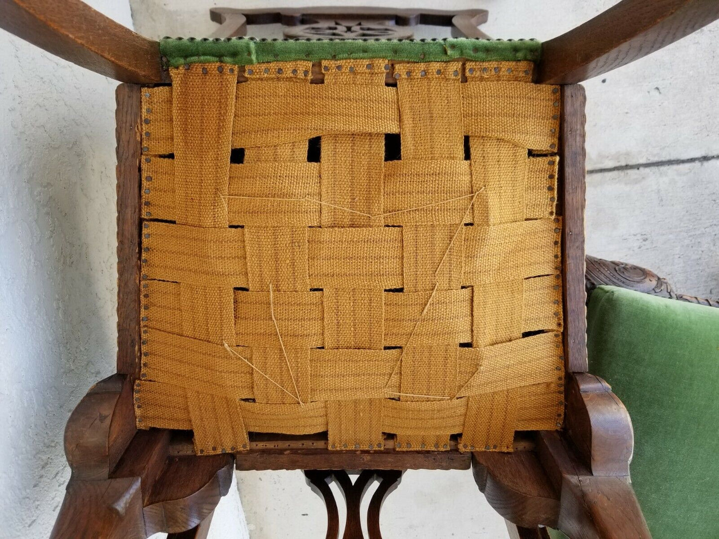 Set of 5 1800's English Oak Hand Carved Ball Claw Chippendale Dining Chairs