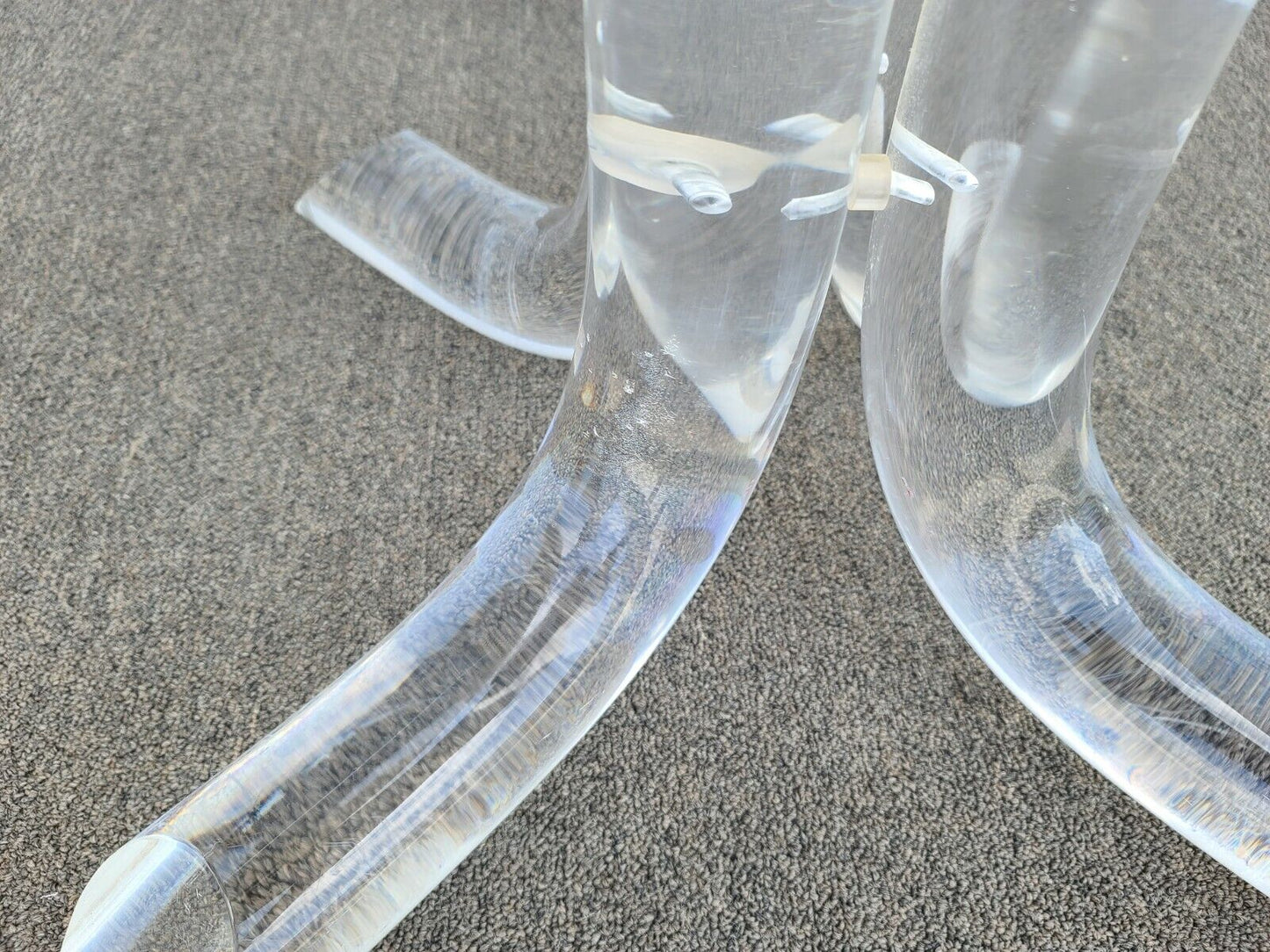 Vtg Charles Hollis Jones Tusk Lucite & Glass 4 Prong Dining Gaming Table