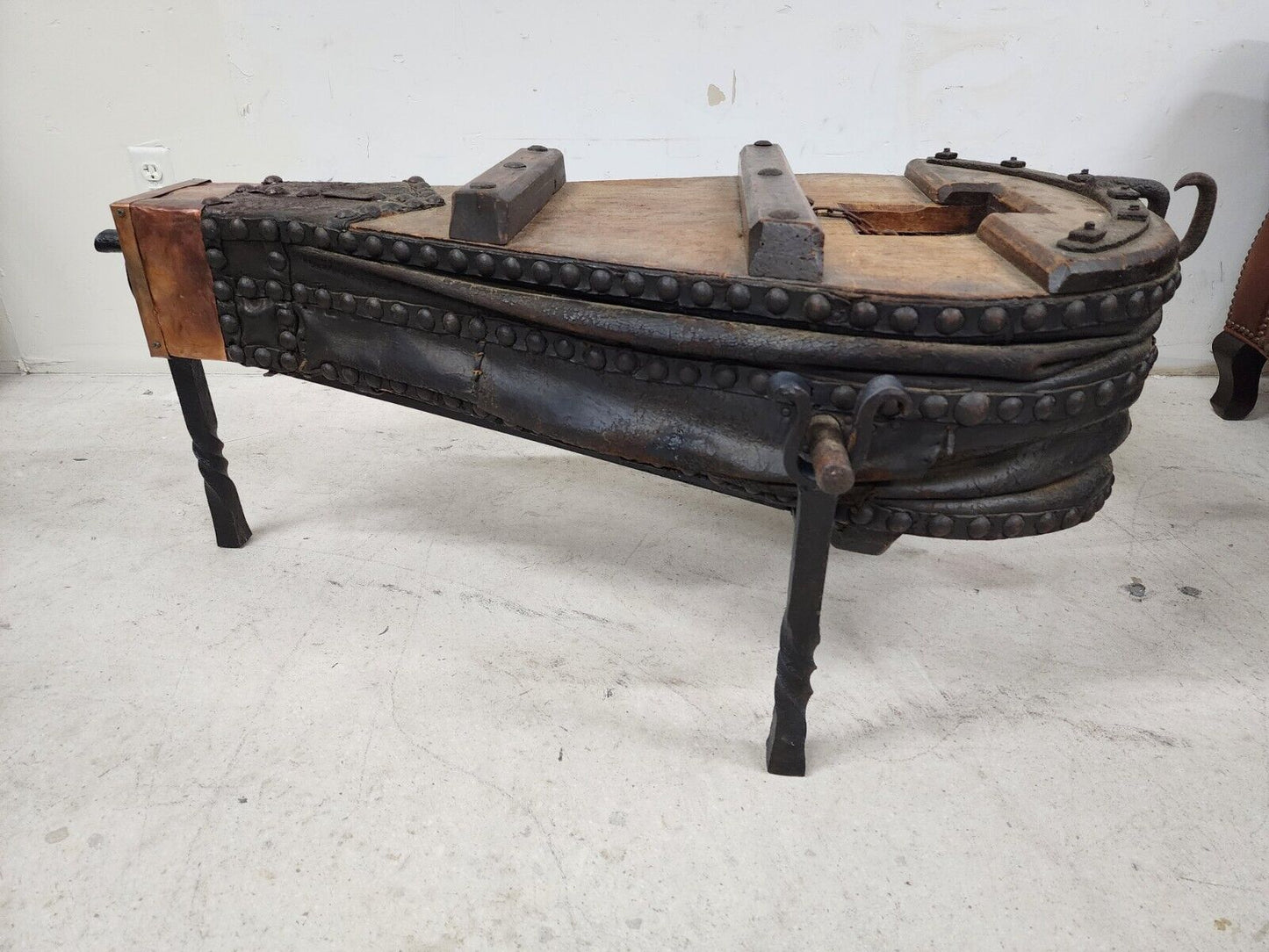 1800s French Blacksmith Bellows Rustic Coffee Table