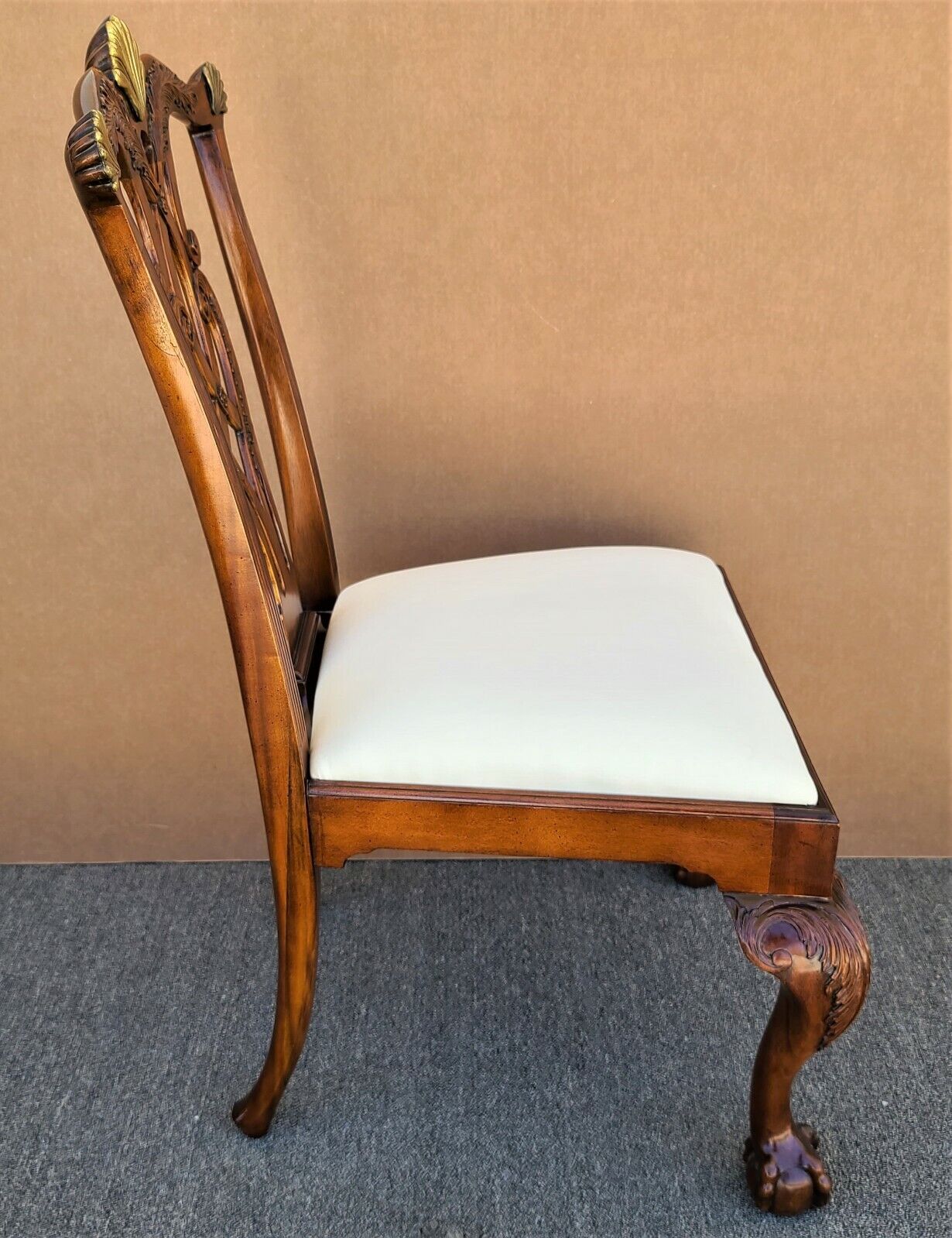 MAITLAND SMITH Chippendale Ball & Claw Mahogany Brass Dining Desk Accent Chair