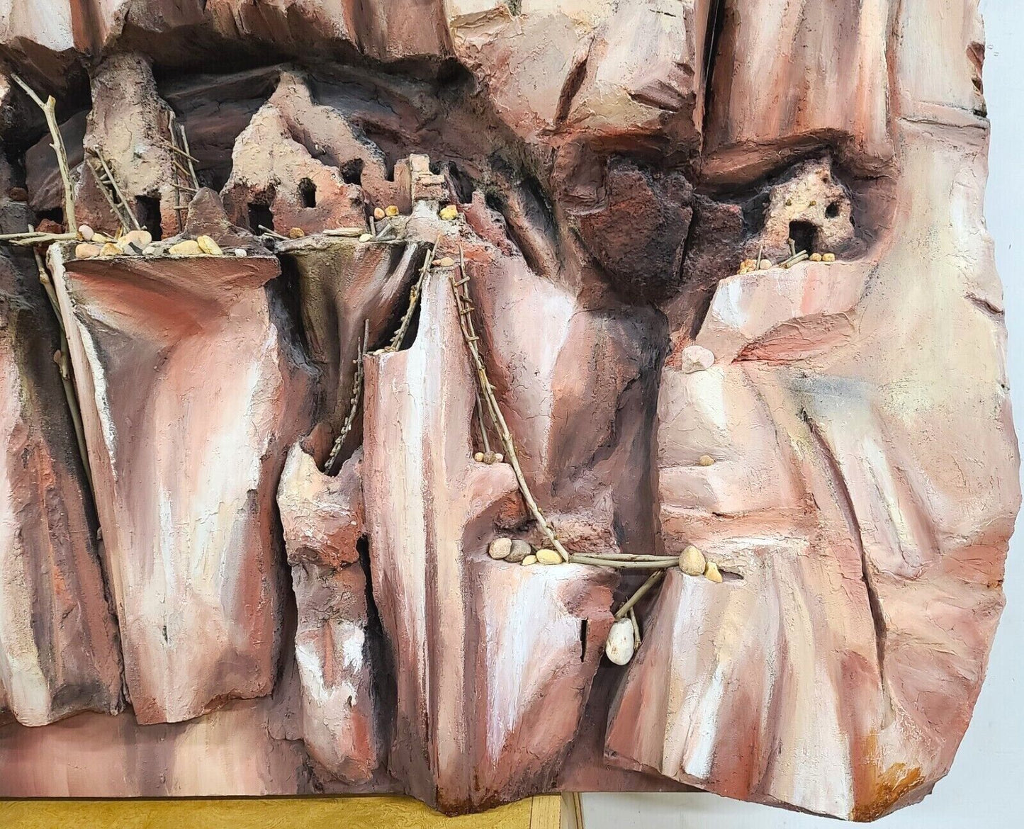 7 Foot Monumental Pueblo Cliff Dwelling 3 Dimensional Wall Art Sculpture