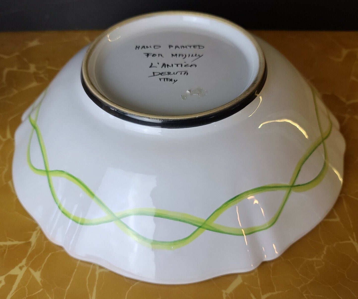 Majilly Deruta D'Antica Hand Painted Turtle Terrapin Serving Bowl Italy 13"