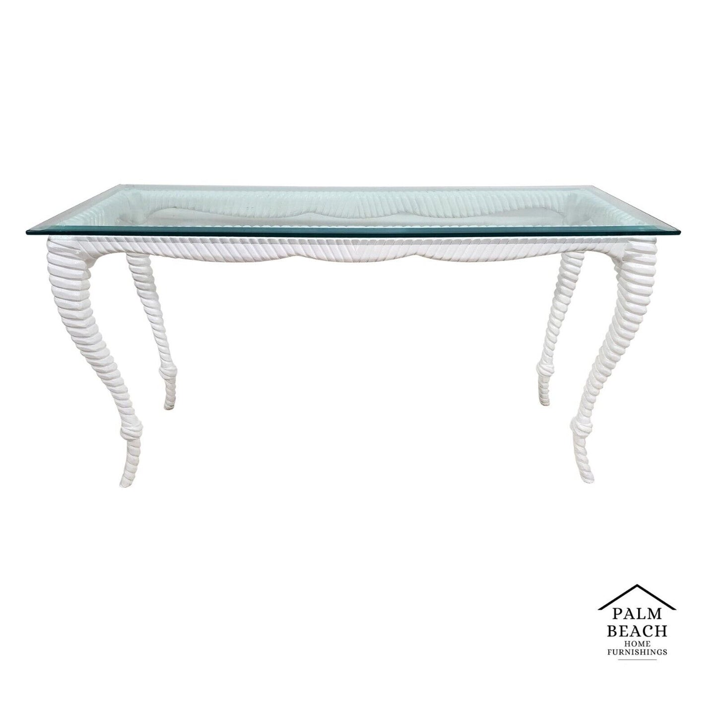 Italian Glass Console Solid Wood Faux Rope