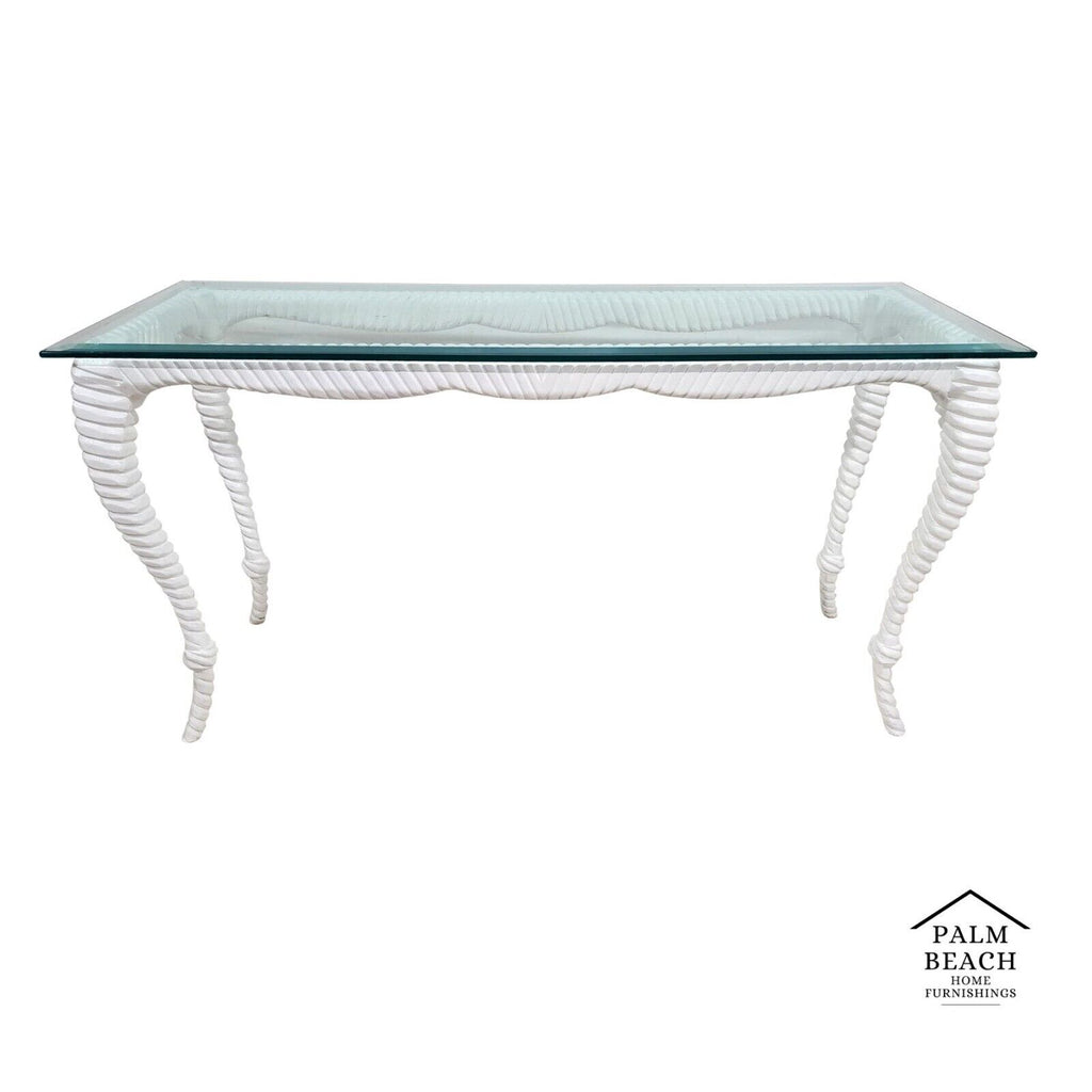 Italian Glass Console Solid Wood Faux Rope