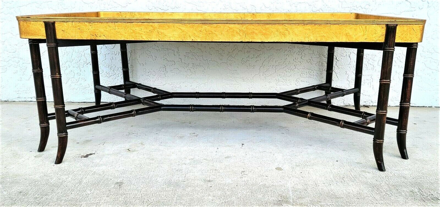 EJ VICTOR Gilt Tray Top Faux Bamboo Cocktail Coffee Table