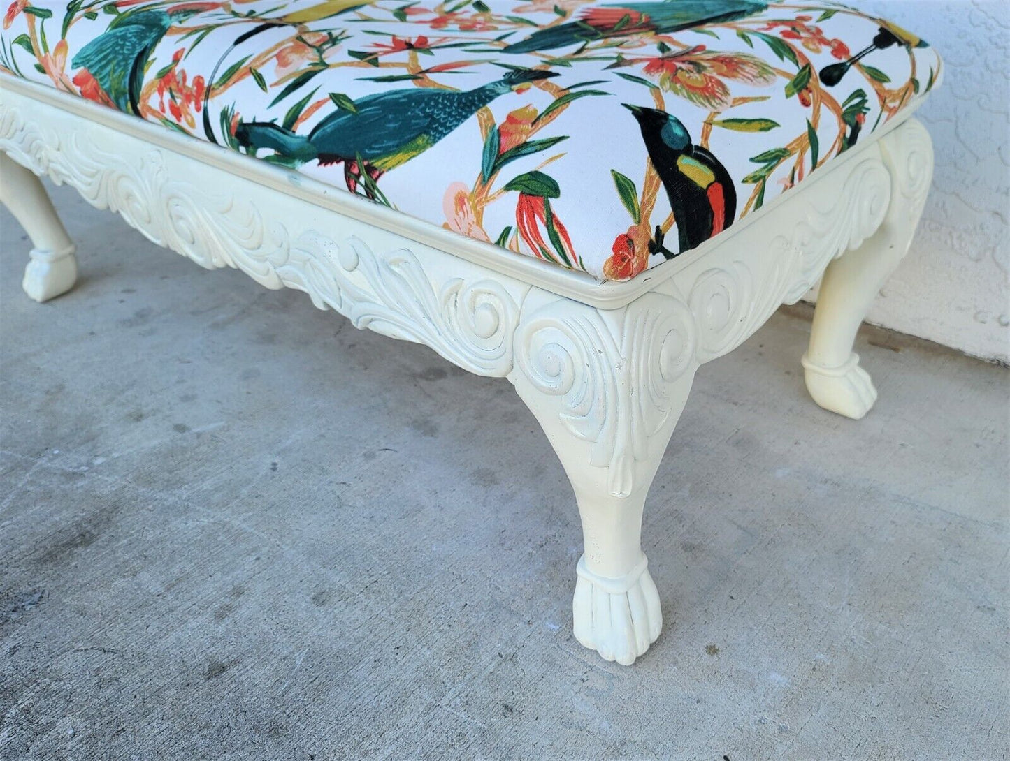 Louis XVI Style Tropical Island Solid Wood Linen Bench 50"