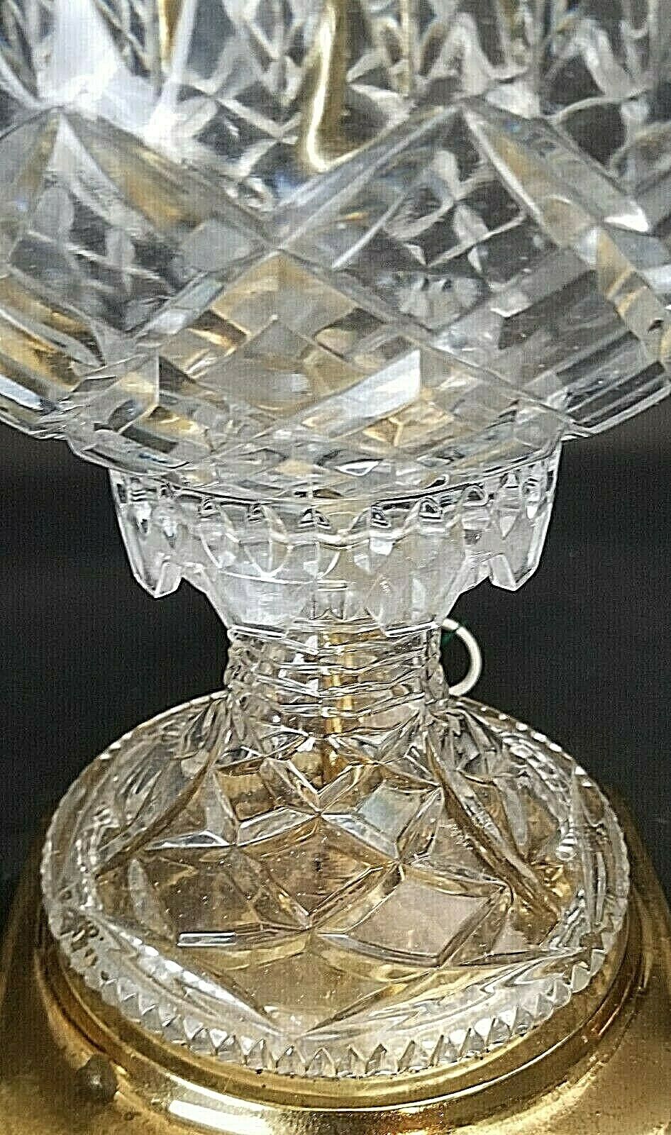 Vintage Large French Cut Lead Crystal Table Lamps - A Pair