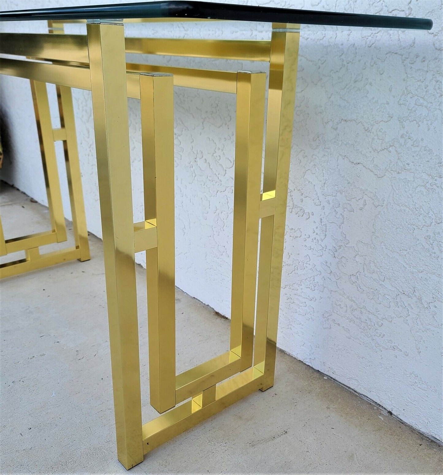 Mid Century Modern Metal and Glass Console Table 52"
