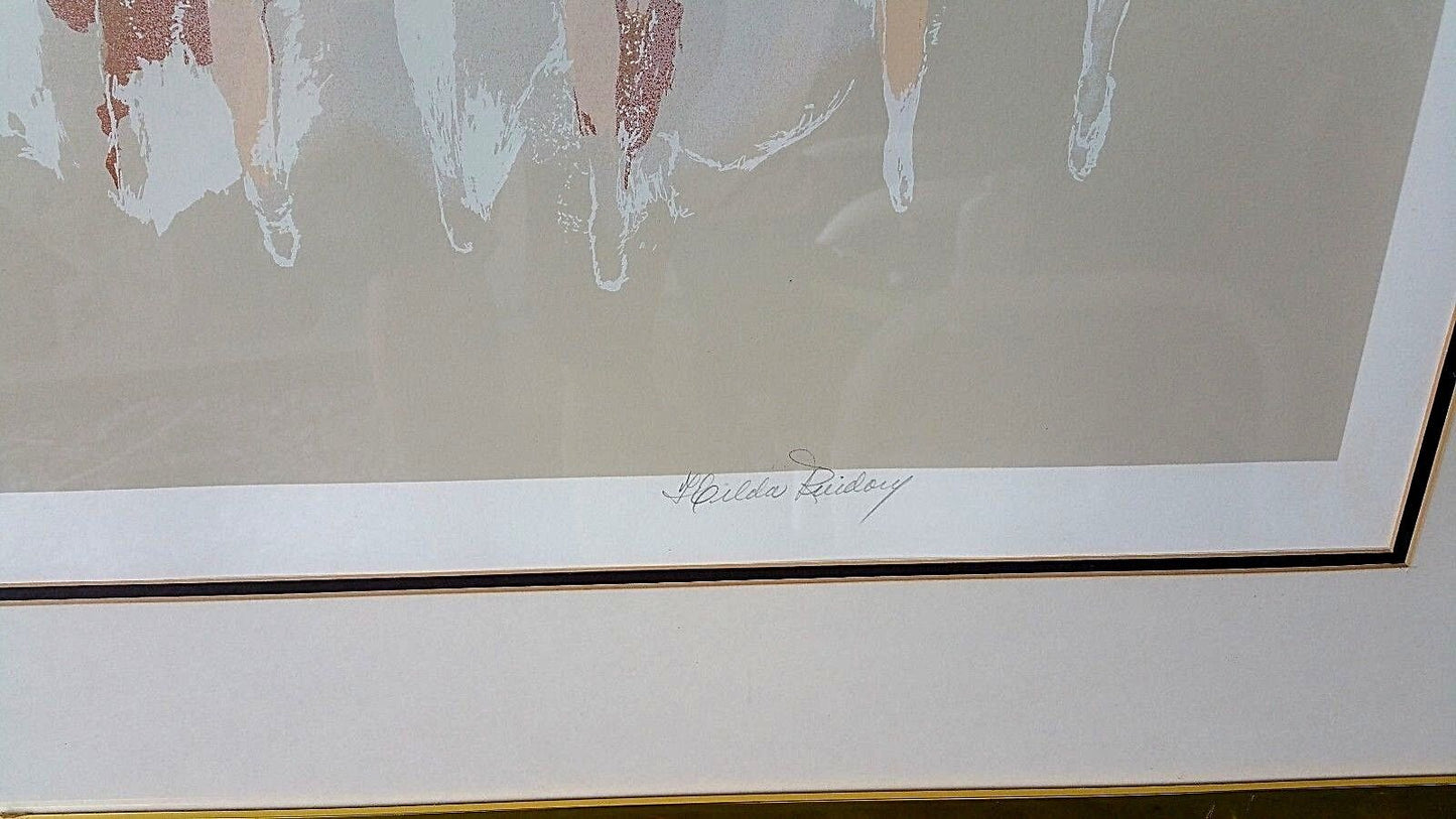 Hilda Rindom Signed Numbered Backstage Ballerinas Dancing Lithograph Print