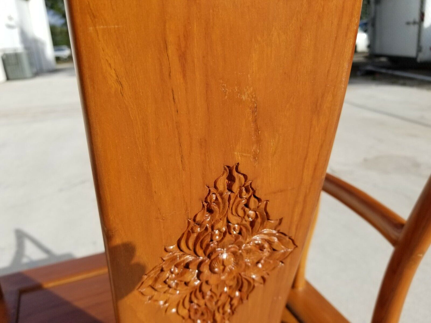 HENREDON Style Yoke Asian Chinoiserie Solid Wood Dining Accent Desk Armchair