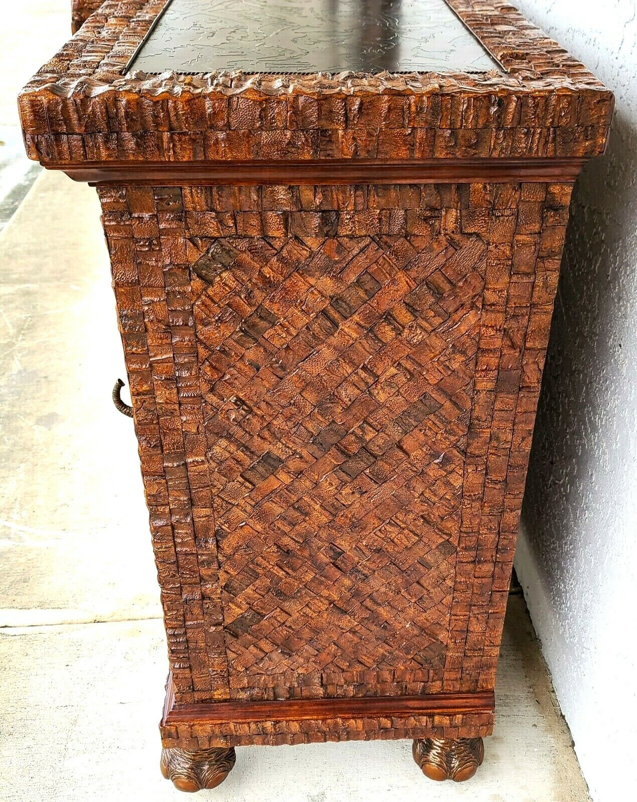 Huge Coconut Shell Brass Elephants & Brass Top Bar Cabinet by LLOYD BUXTON