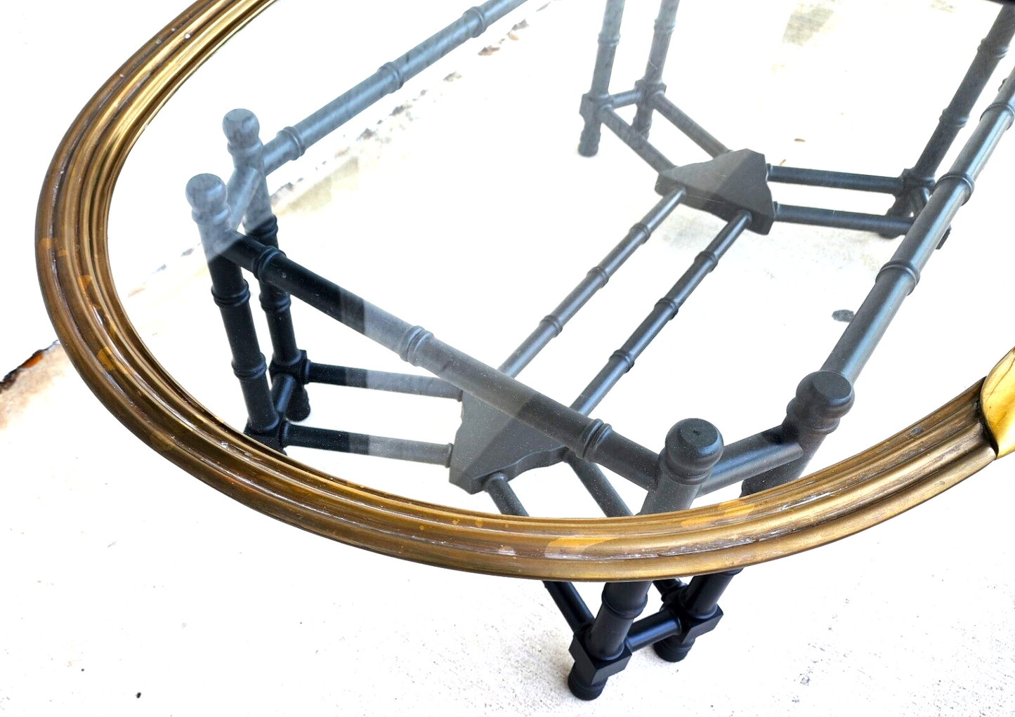 Brass Tray Coffee Table Bamboo Glass Chippendale Asian Regency