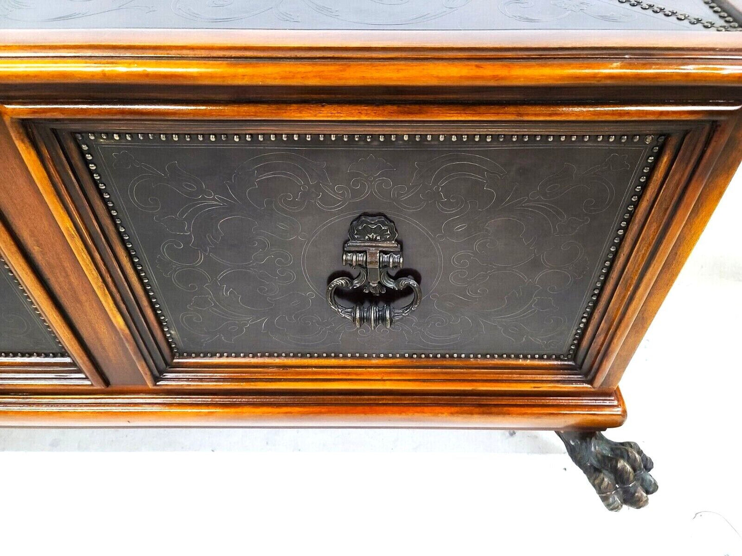 THEODORE ALEXANDER Armoury Collection Etched Brass Cocktail Table 50" x 40"