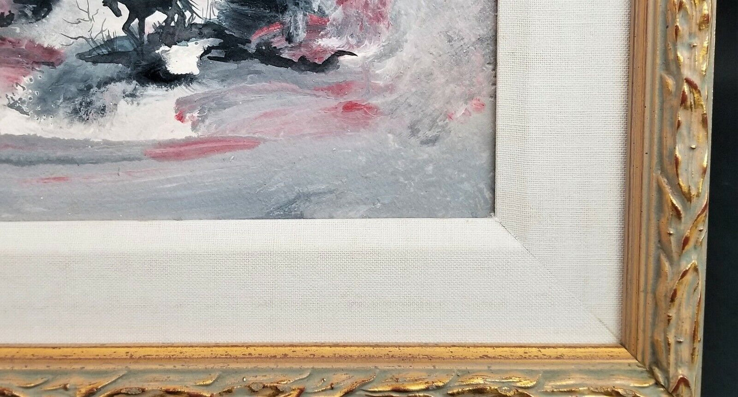 1987 Michelle Gaugy Framed Acrylic Don Quixote Themed Painting "Another Day"