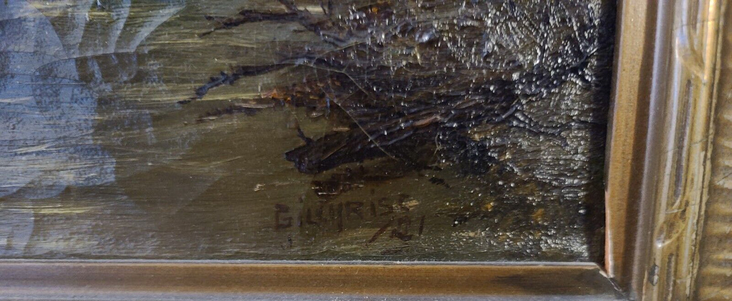 Antique Landscape Painting Oil on Canvas Signed Gilchrist 1921