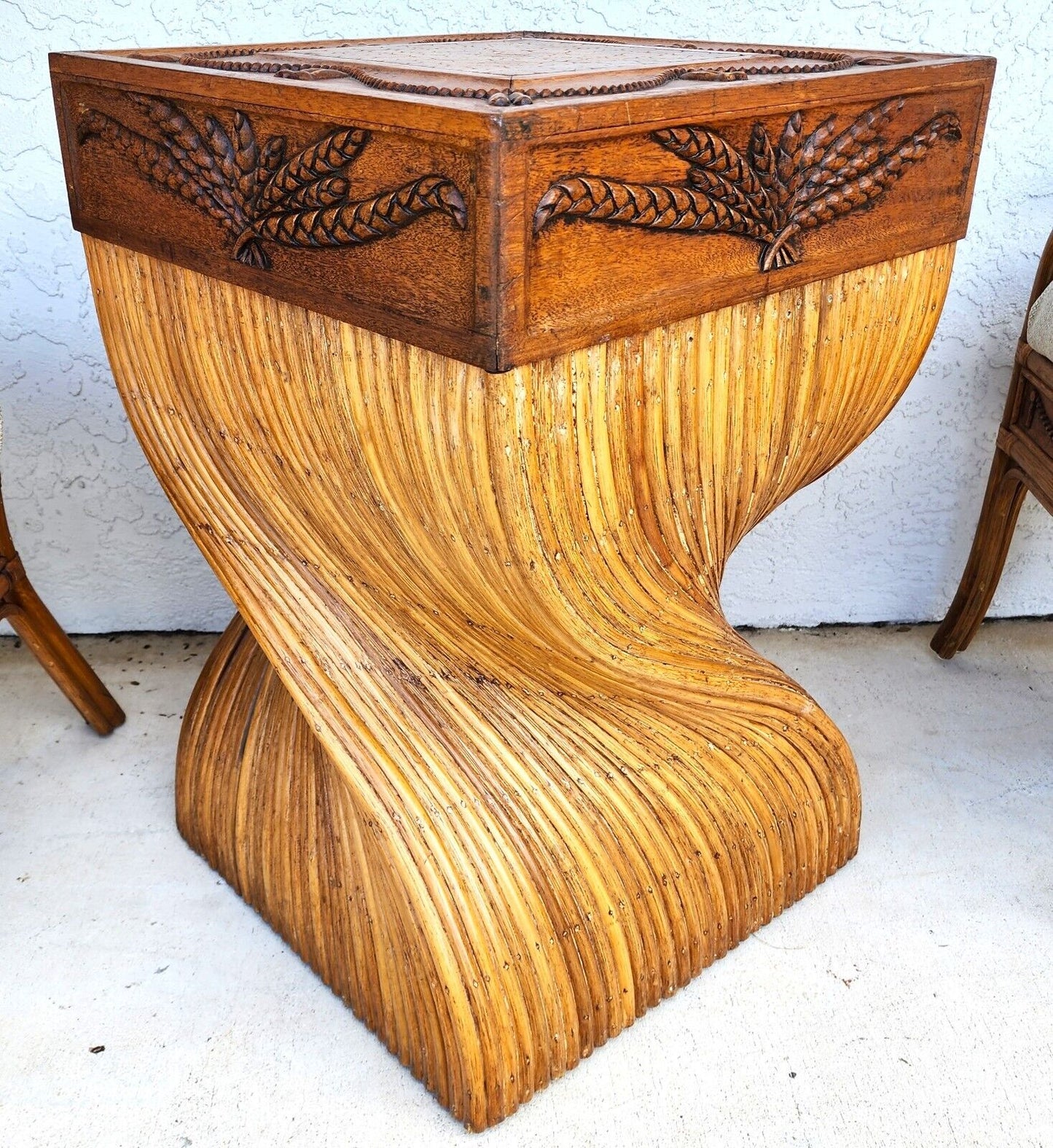 Bamboo Dining Set Rattan Wheat Back Chairs 5 Piece