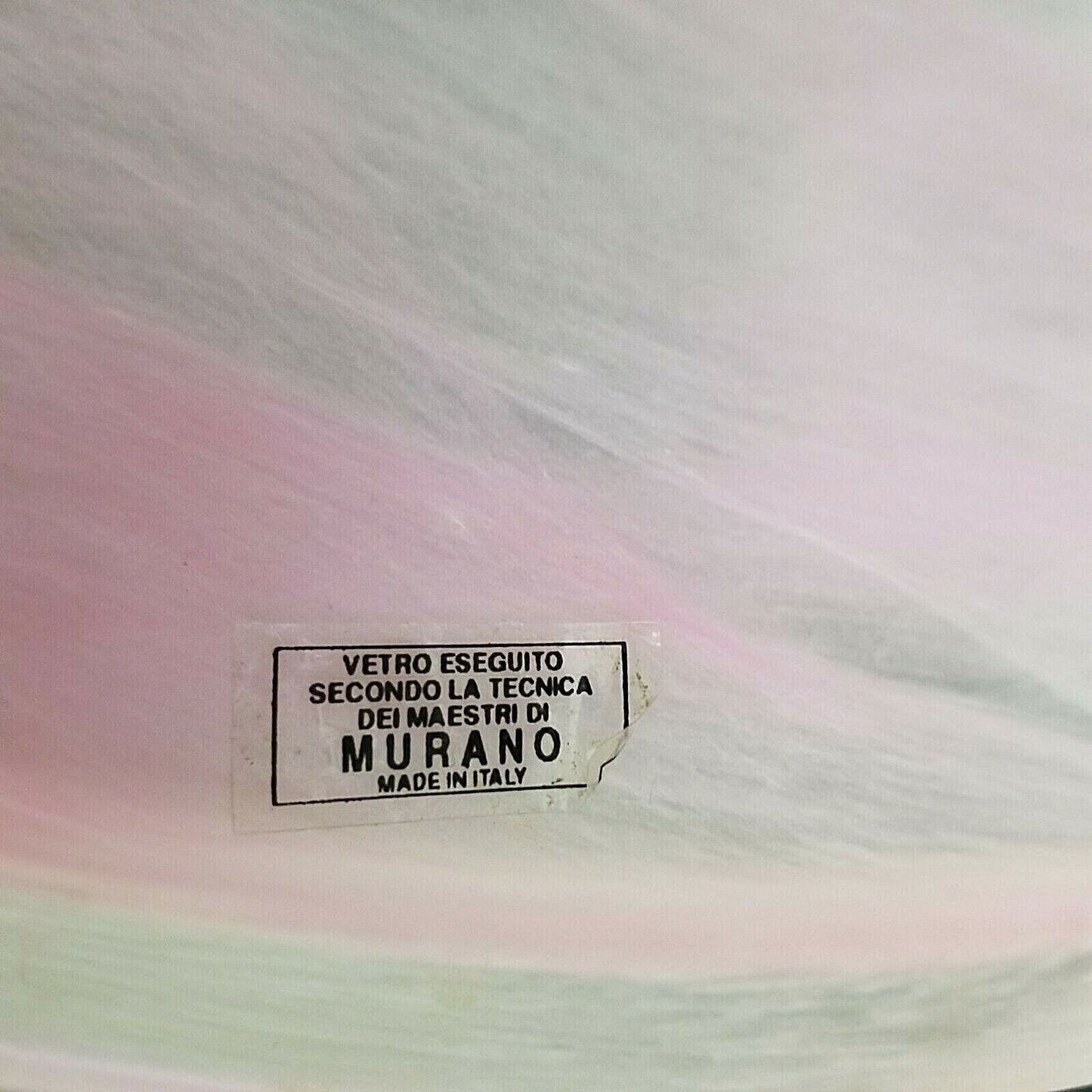 Large 20" MURANO Lavorazione Pink Swirl Footed Serving Centerpiece Display Bowl