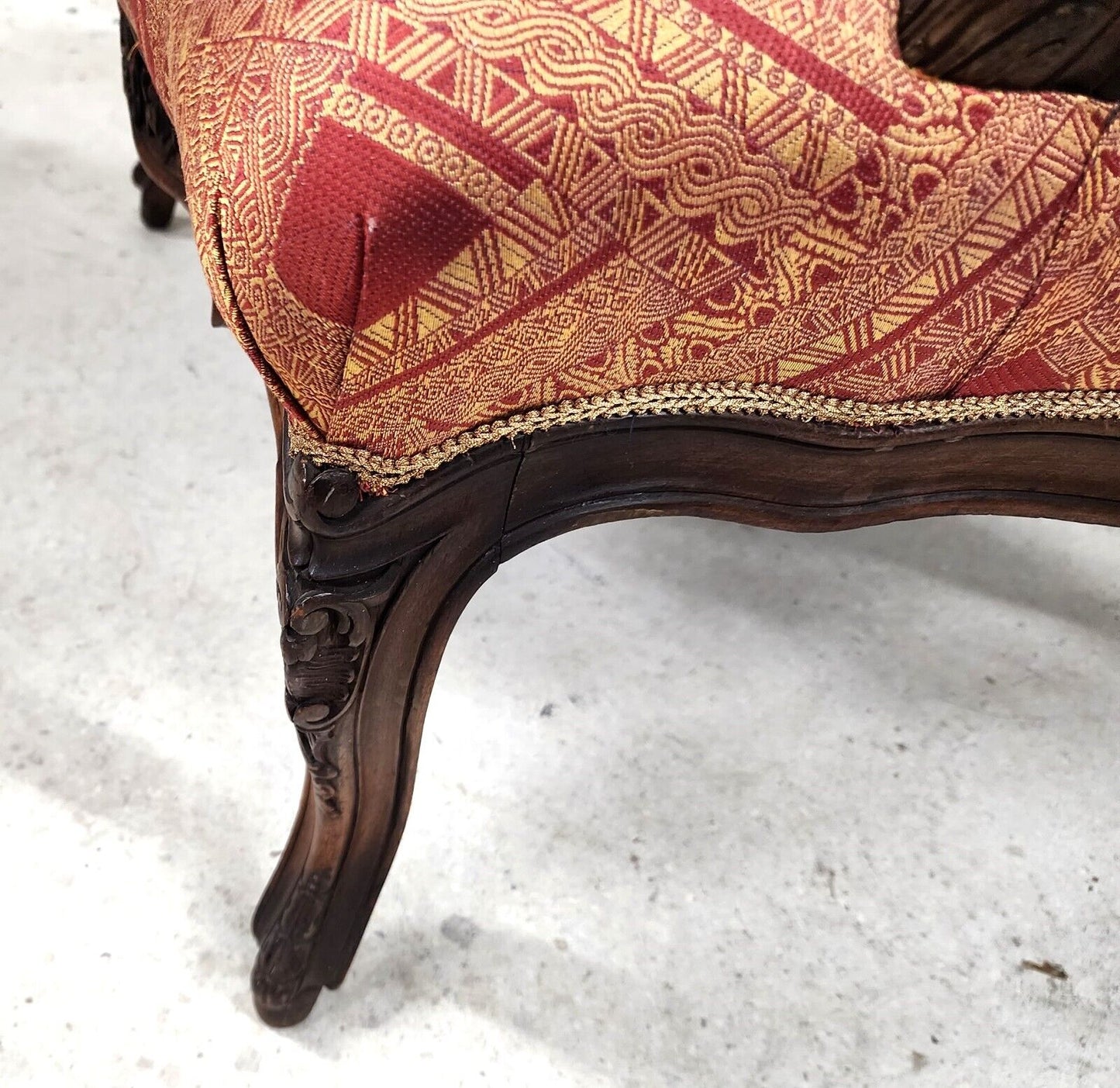 French Provincial Chair Wingback Walnut Bergere Antique