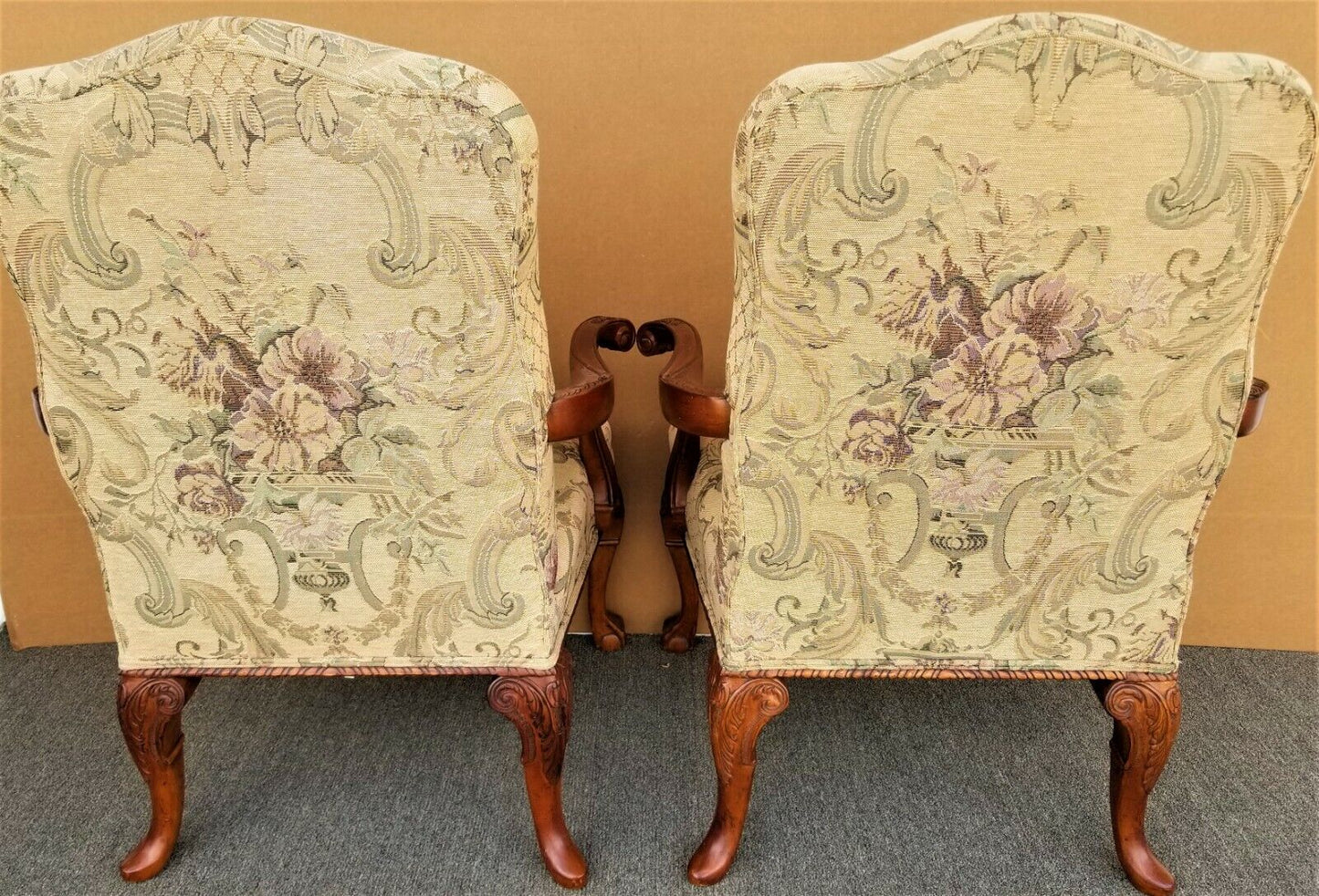 2 Chippendale Style Ball & Claw Tapestry Armchairs by CENTURY FURNITURE CO