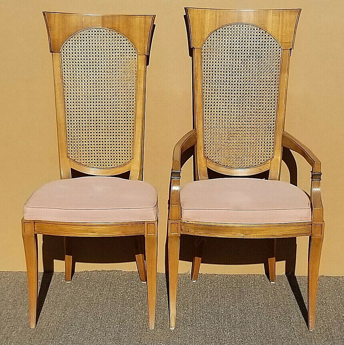 Mid Century Modern Vintage DREXEL Klismos Caned High Back Dining Chairs Set of 6