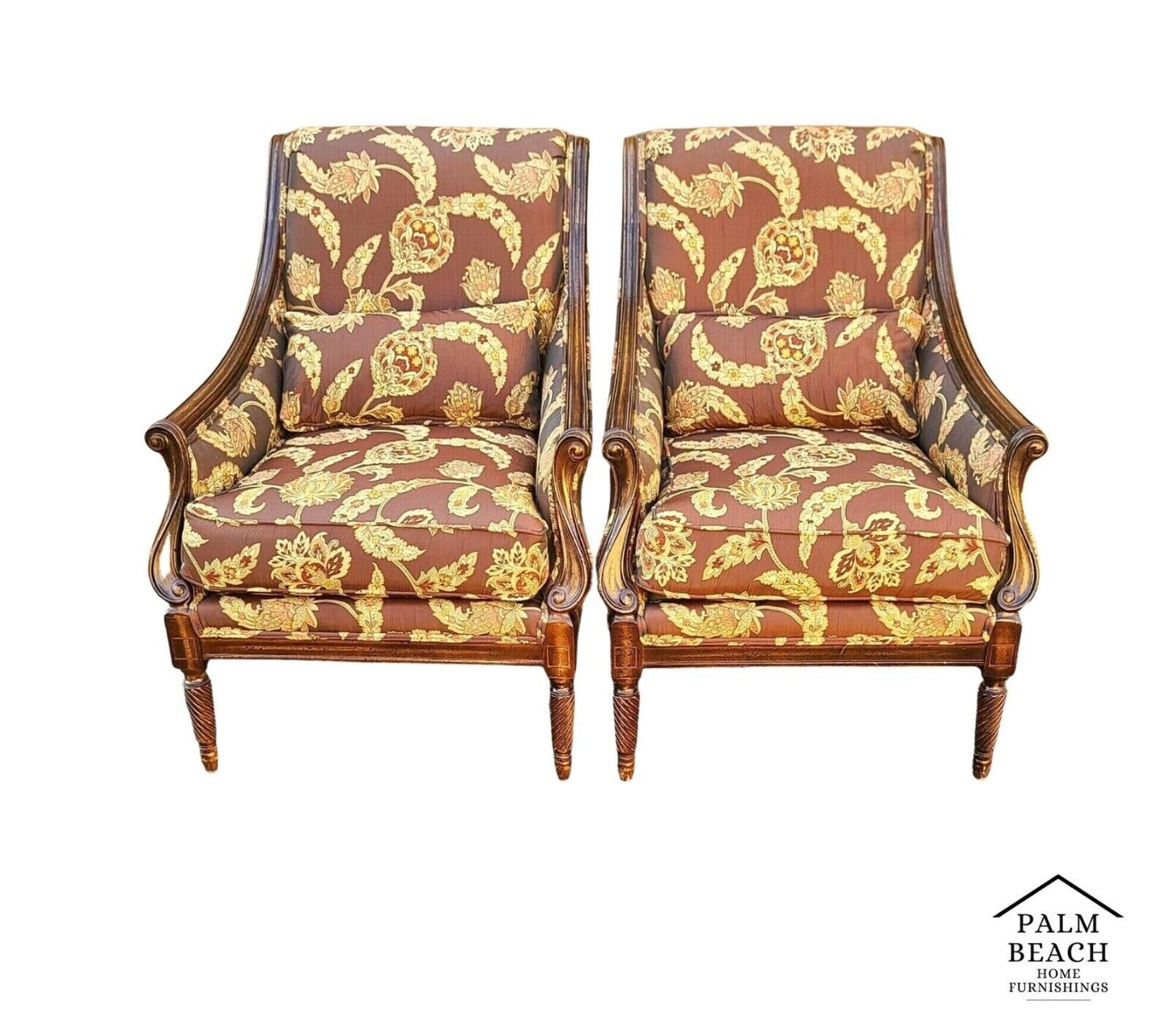 Antique Pair of Silk Armchairs by ROBERT ALLEN