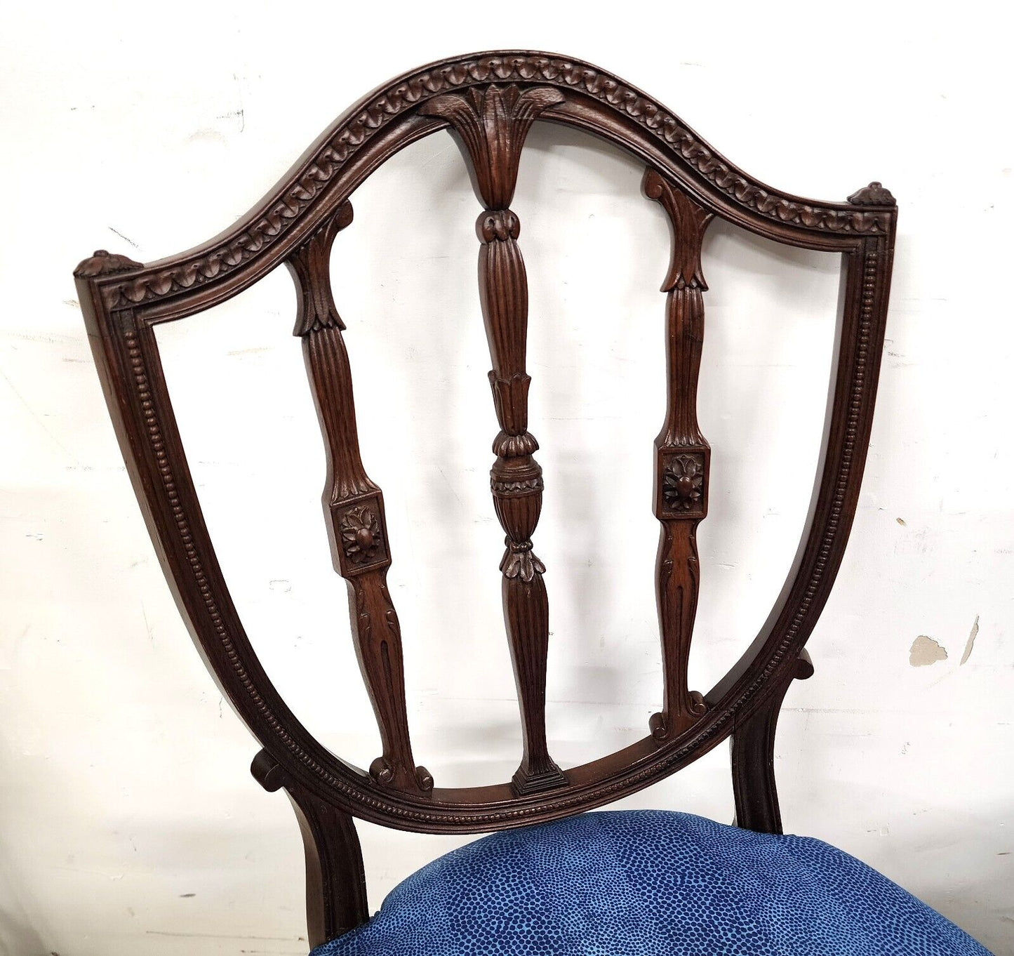 Antique George III Accent Side Chairs Shield Back Mahogany 19th Century Set of 2