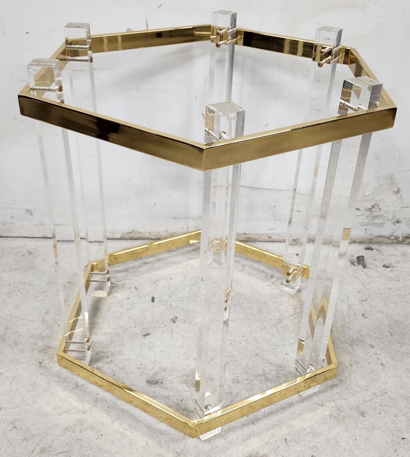 Lucite Side Table CHARLES HOLLIS JONES Style 24 Karat Gold Plated
