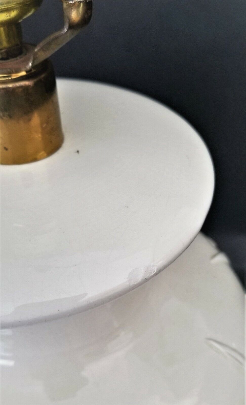 PAUL HANSON Ceramic Lamp with Raised Iris Relief Design and Brass Base