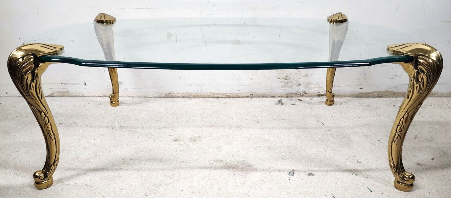 French Provincial Coffee Table Brass & Glass Vintage 1970s by CHAPMAN