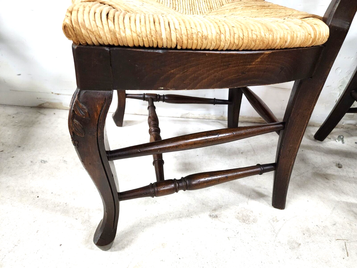 Country French Dining Chairs Rush Seat Ladderback Mid Century (6)