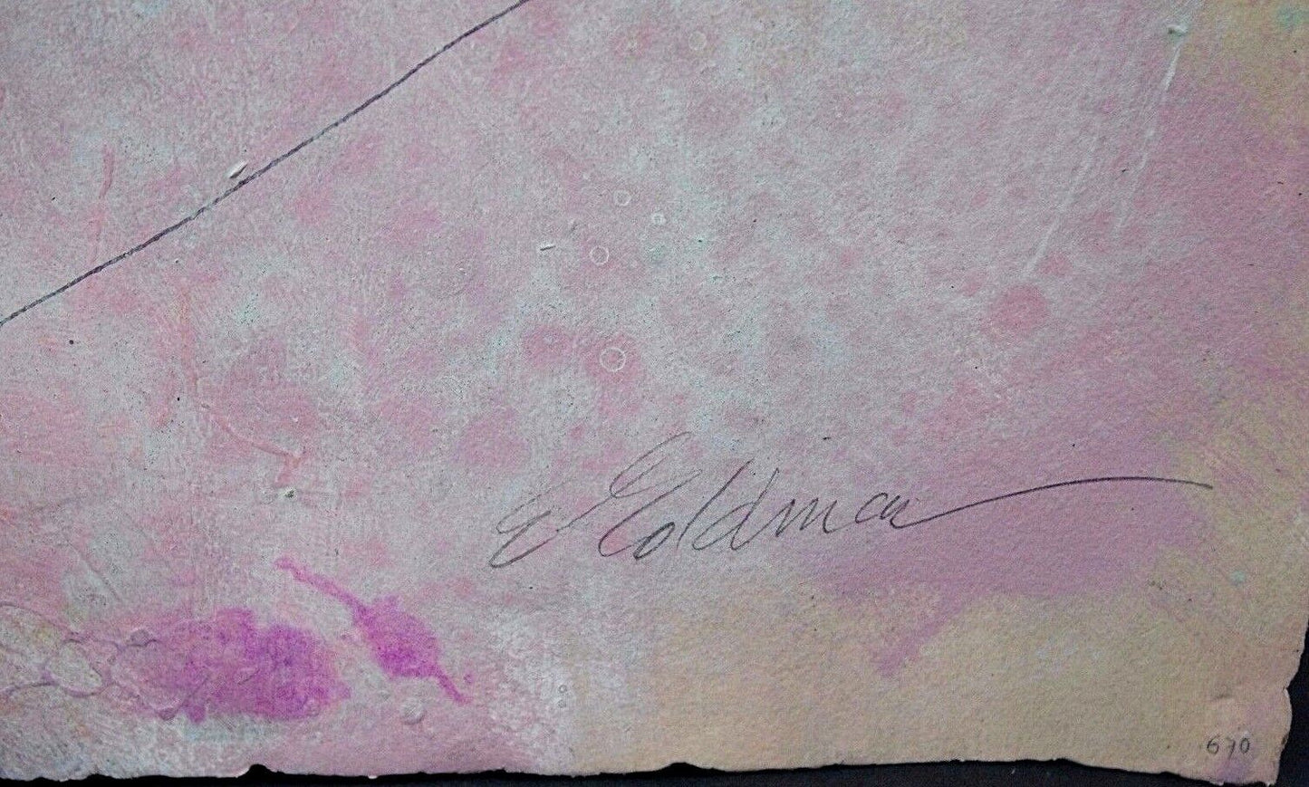 1989 Edward Goldman (1916-2006) Acrylic Gold Leaf Ink Painting Signed 43"