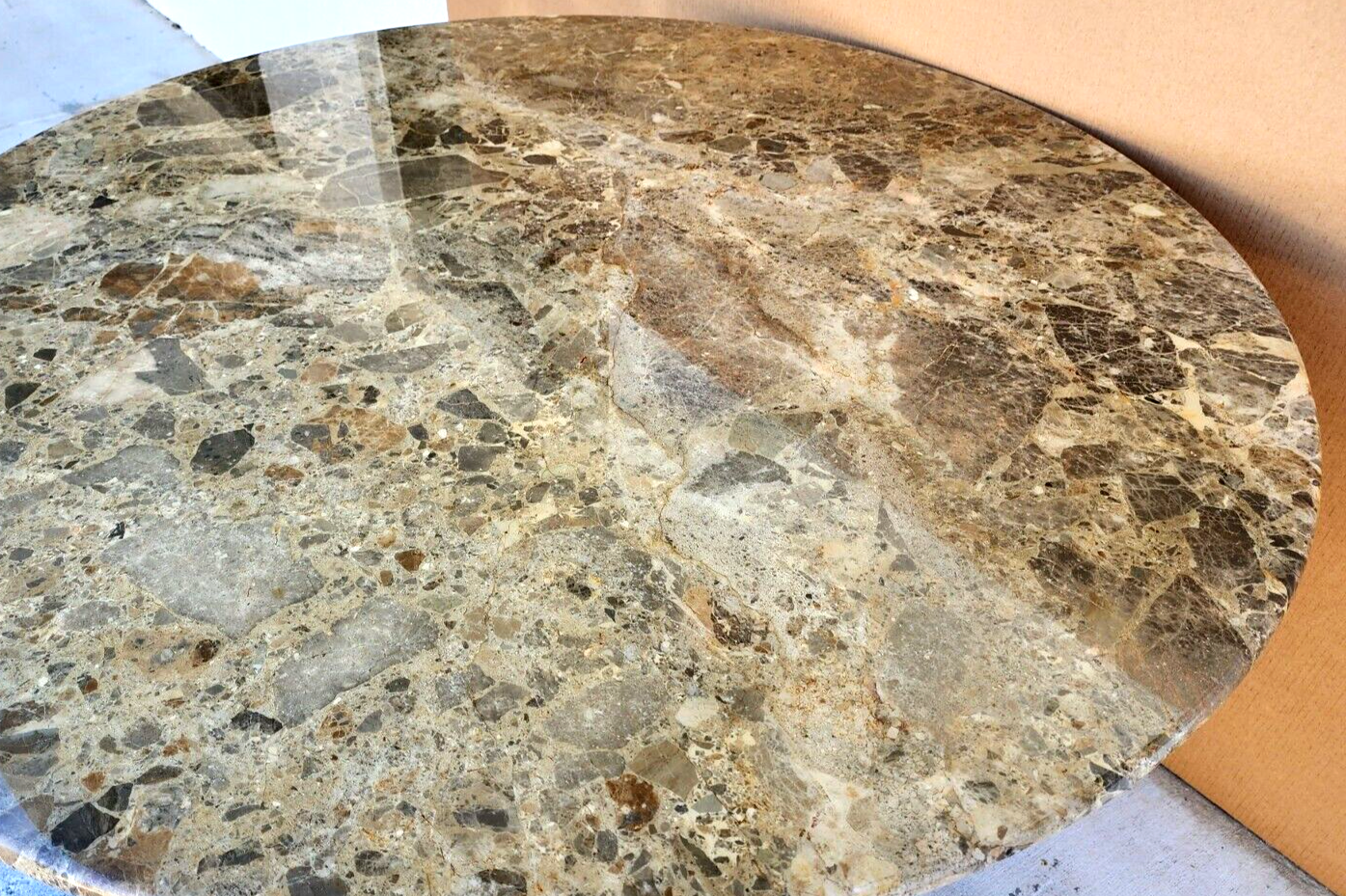 Marble Dining Table Faux Emperado Italian 1970s 55"