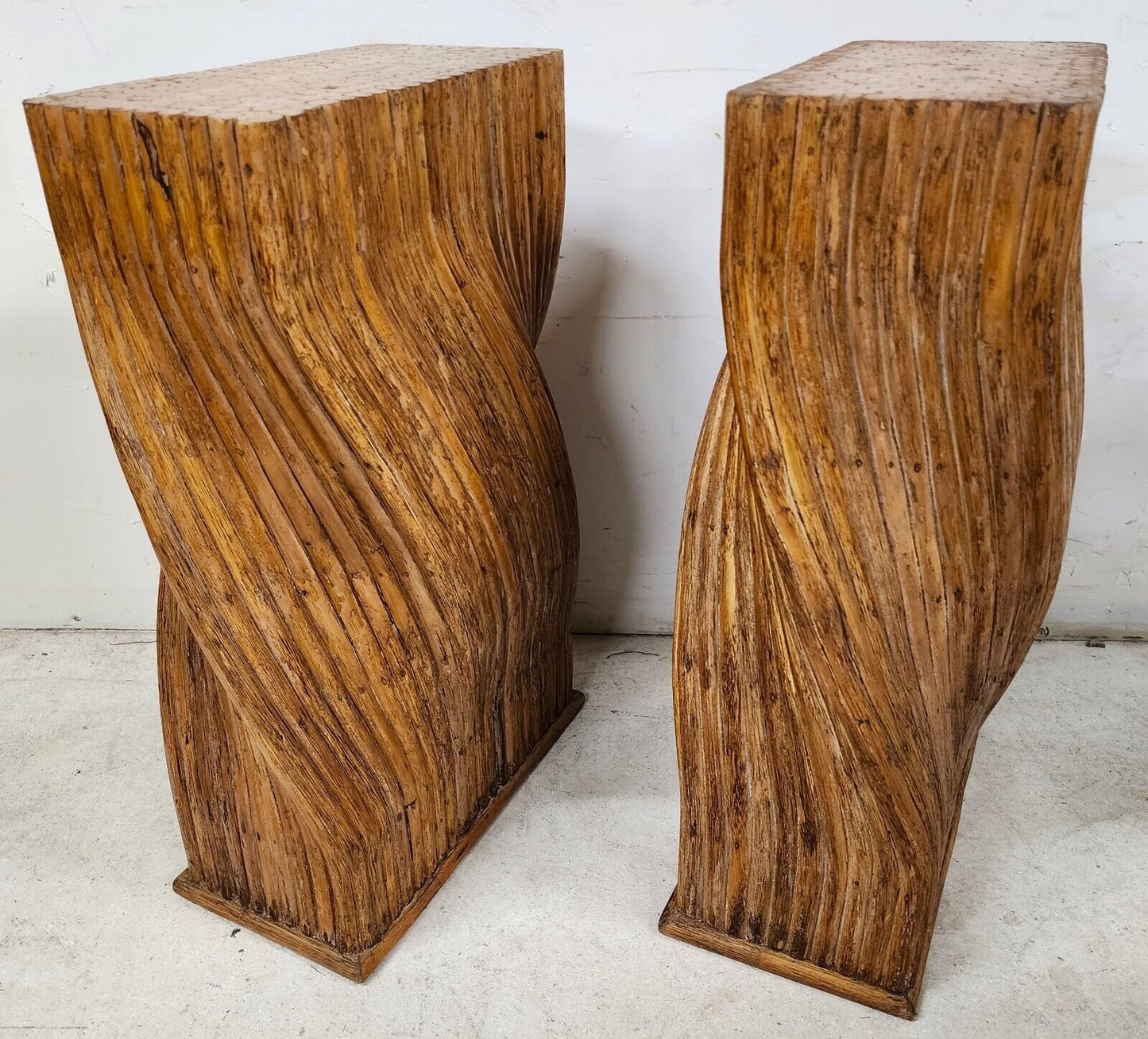 Vintage Bamboo Table Dining Console Bases Pedestals Boho by McGuire