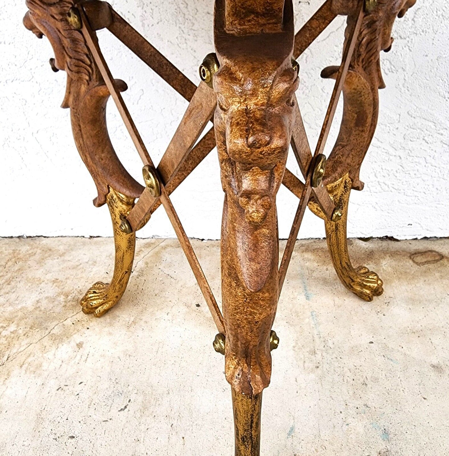 Gueridon Table Patinated and Gilt-Bronze with Marble Top