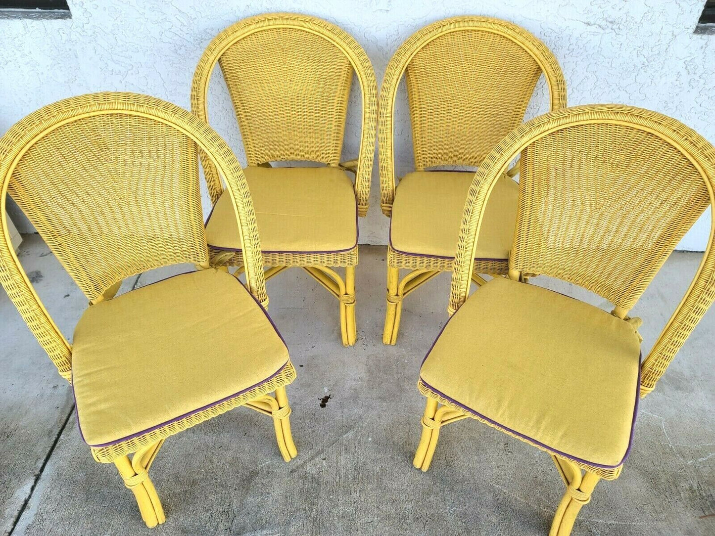 PALECEK Weather Resistant Wicker Dining Chairs w Washable Cushions - Set of 4