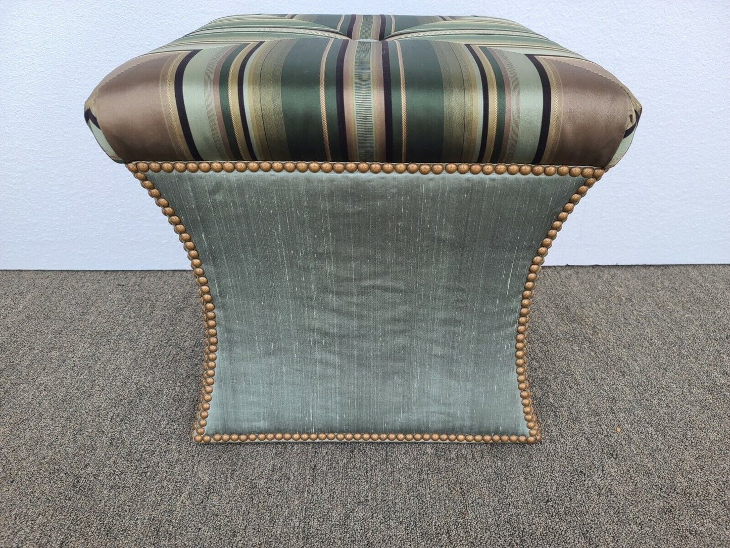 FERGUSON COPELAND Tufted French Nail Trimmed Hourglass Pouf Ottoman Footstool