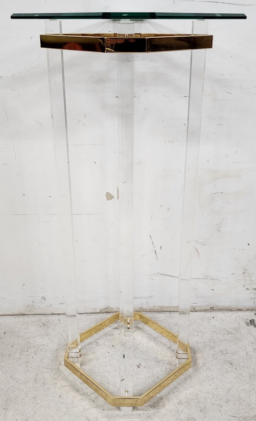 Lucite Pedestal Display Stand CHARLES HOLLIS JONES Style 24 Karat Gold Plated