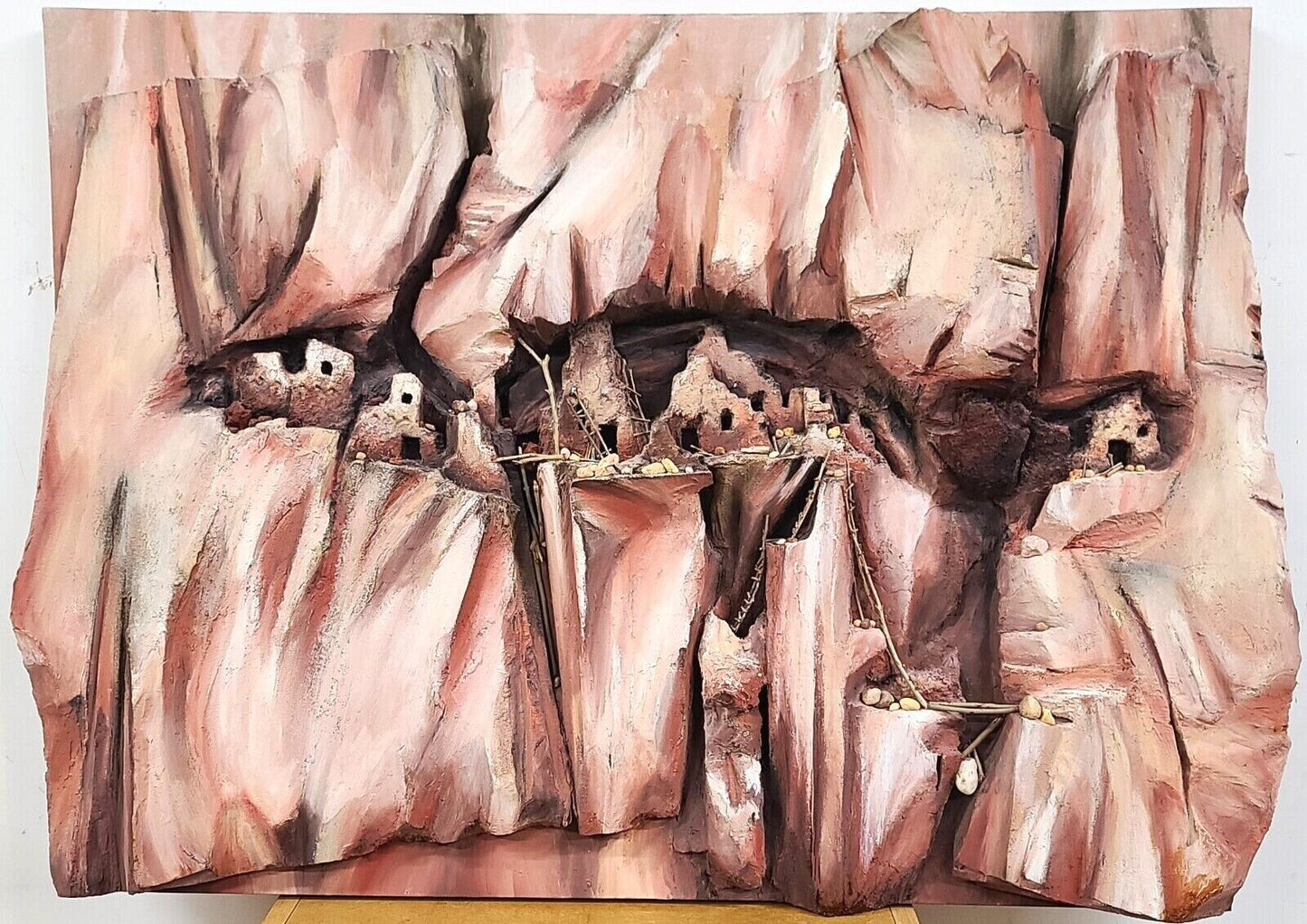 7 Foot Monumental Pueblo Cliff Dwelling 3 Dimensional Wall Art Sculpture