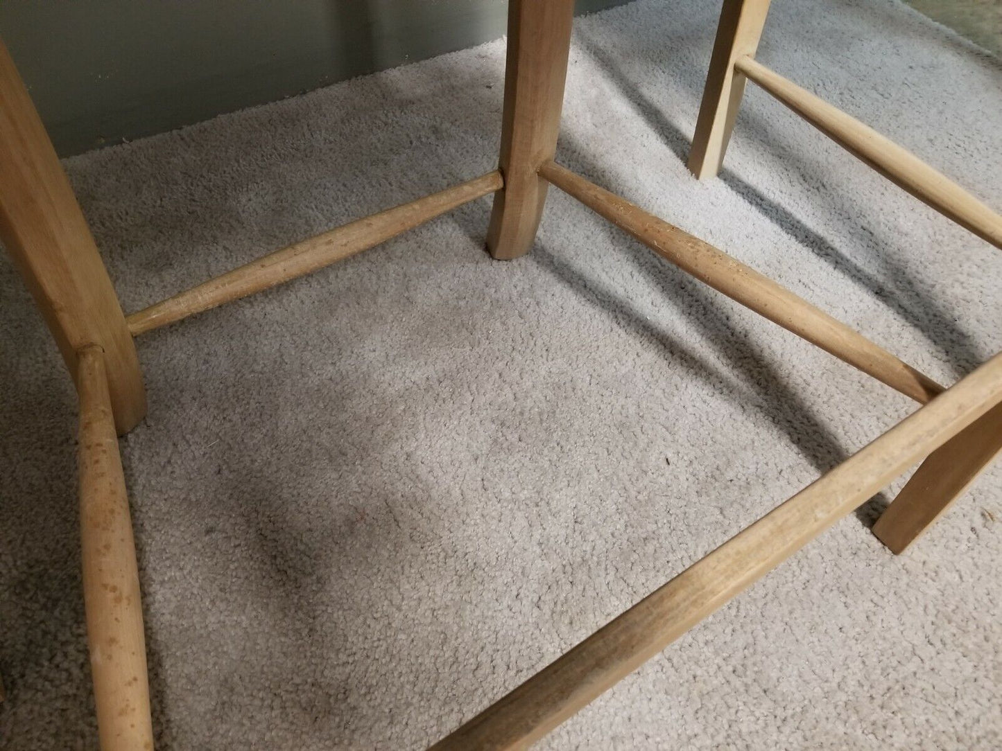 Set of 4 Tall WILLIAM SWITZER Country French Lacquered Light Wood Bar Stools