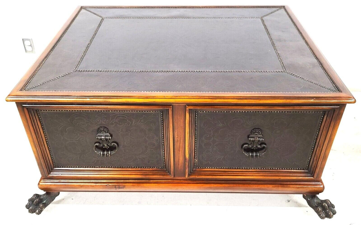 THEODORE ALEXANDER Armoury Collection Etched Brass Cocktail Table 50" x 40"