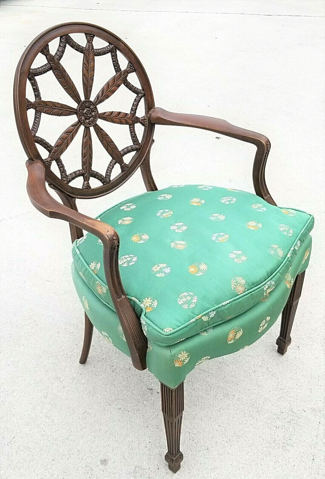 1700's George III Mahogany Hepplewhite Elbow Armchair in Manner of Robert Adam