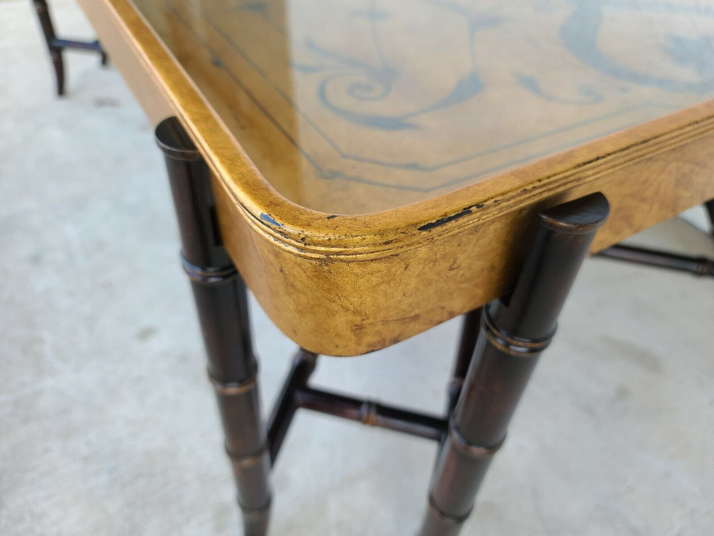 EJ VICTOR Gilt Tray Top Faux Bamboo Cocktail Coffee Table