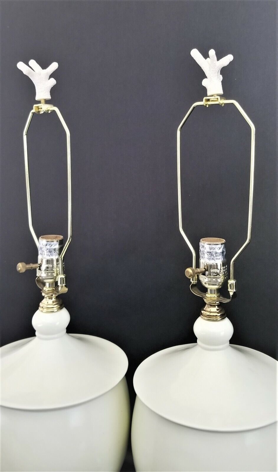 (2) Gorgeous Designer Coastal Table Lamps w/Embossed Coral and Coral Finials